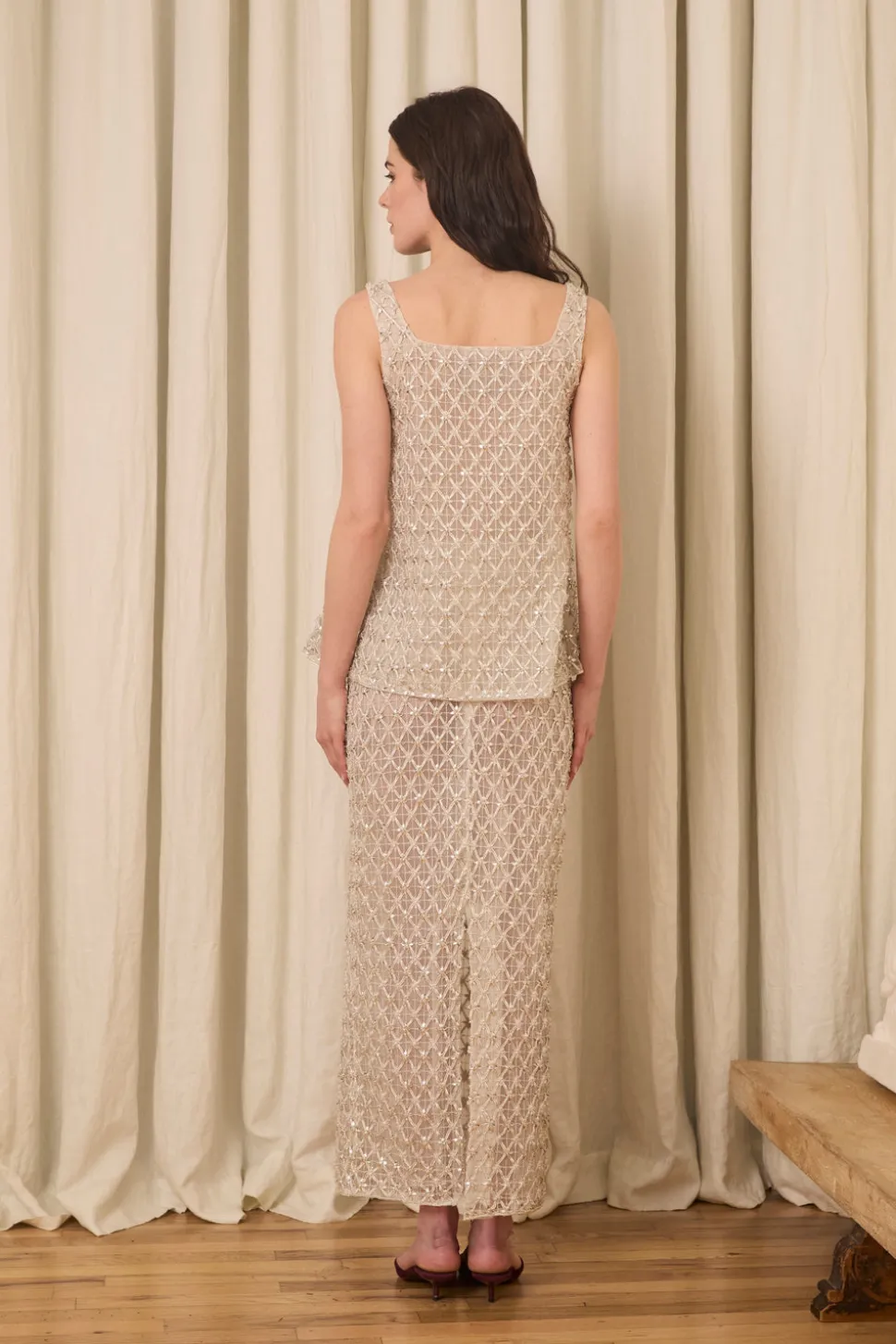 Amah Pencil Skirt in Crystal Lattice