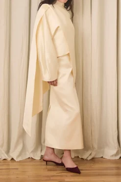 Amah Pencil Skirt in Fluid Satin