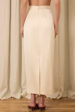 Amah Pencil Skirt in Fluid Satin