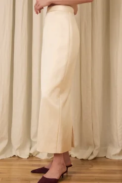 Amah Pencil Skirt in Fluid Satin