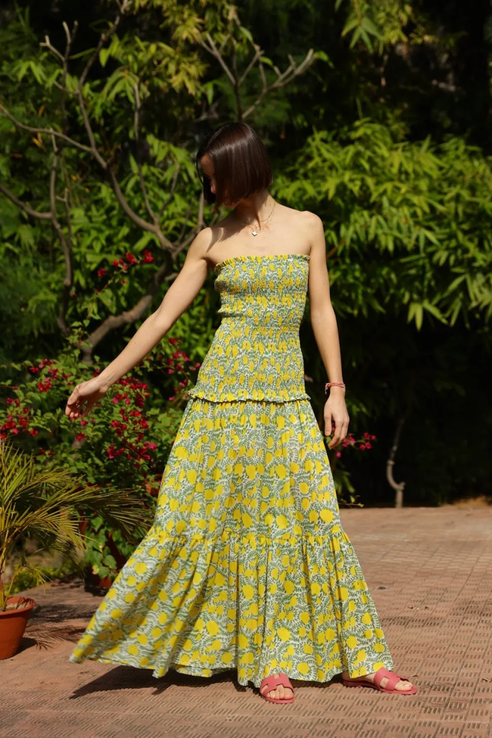 Amalfi Mermaid Dress Yellow Lemon Vine