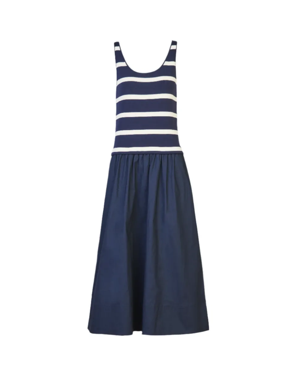 Amber Dress in Maritime Blue & Cream Stripe