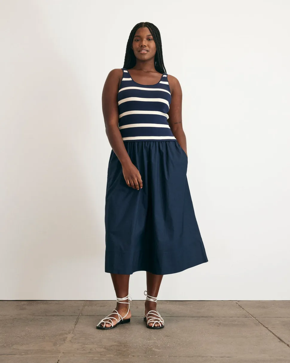 Amber Dress in Maritime Blue & Cream Stripe