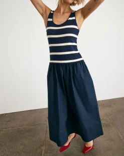 Amber Dress in Maritime Blue & Cream Stripe