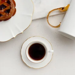 Amelie Brushed Gold Set of 2, Espresso Cups & Saucers