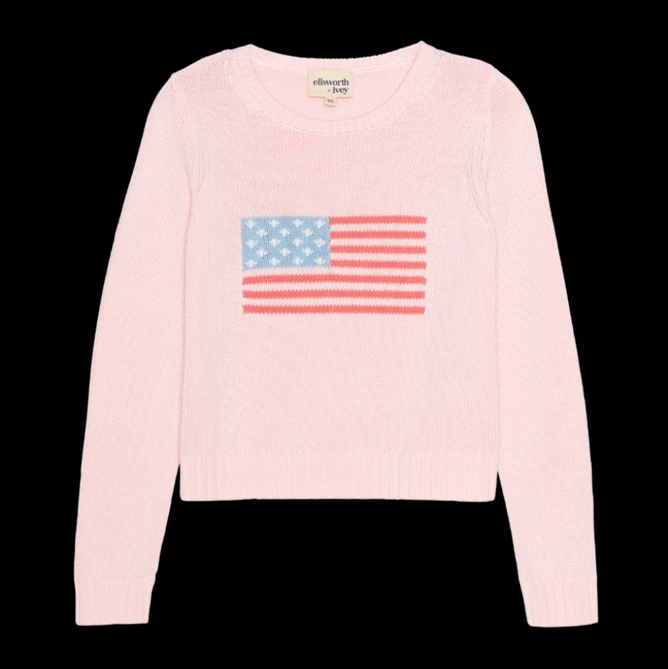 American Flag Fashion Crewneck Sweater in Pink