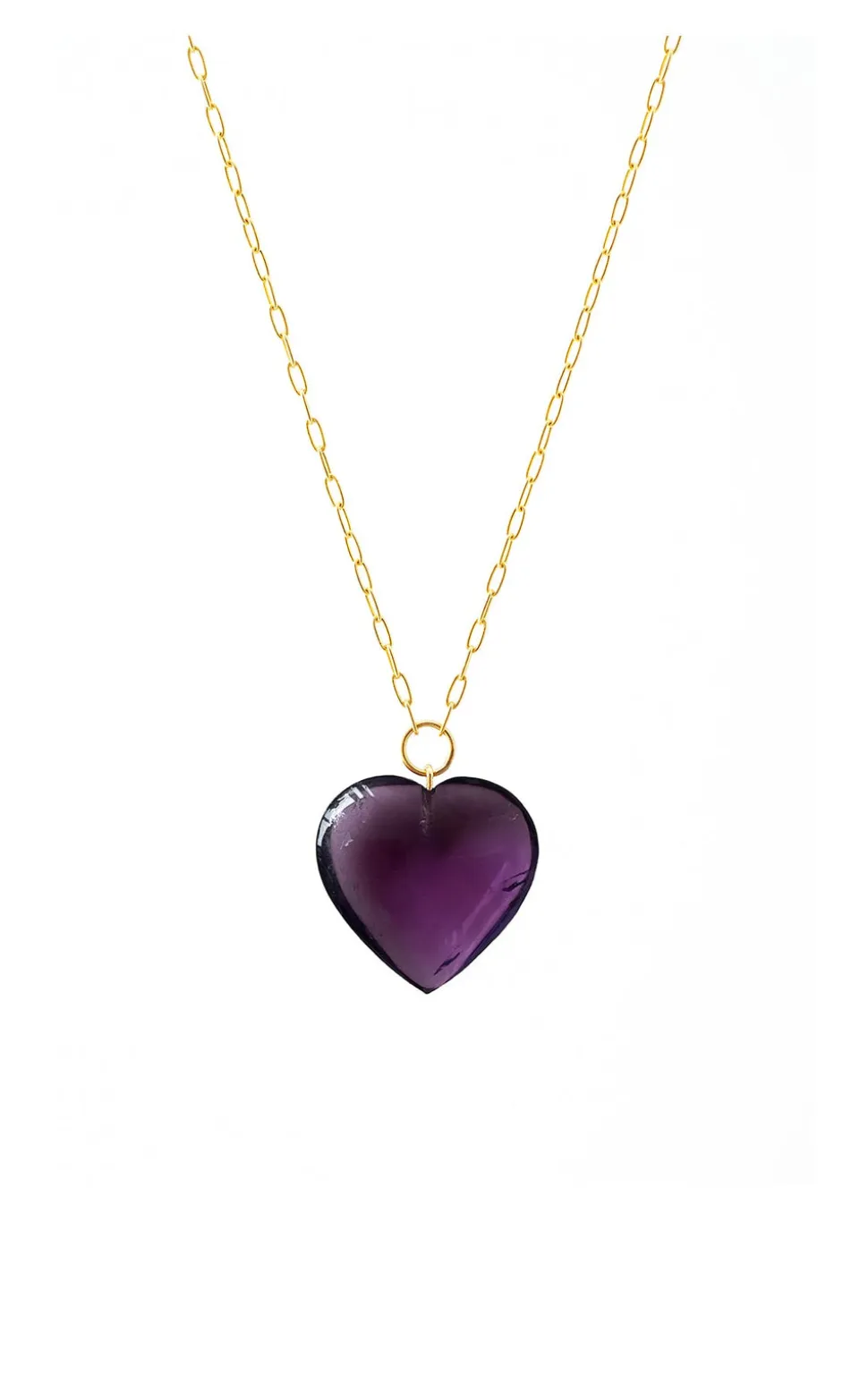 Amethyst Heart Pendant on Gold Chain