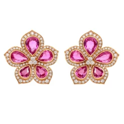 Amore Pink Sapphire Flower Earrings