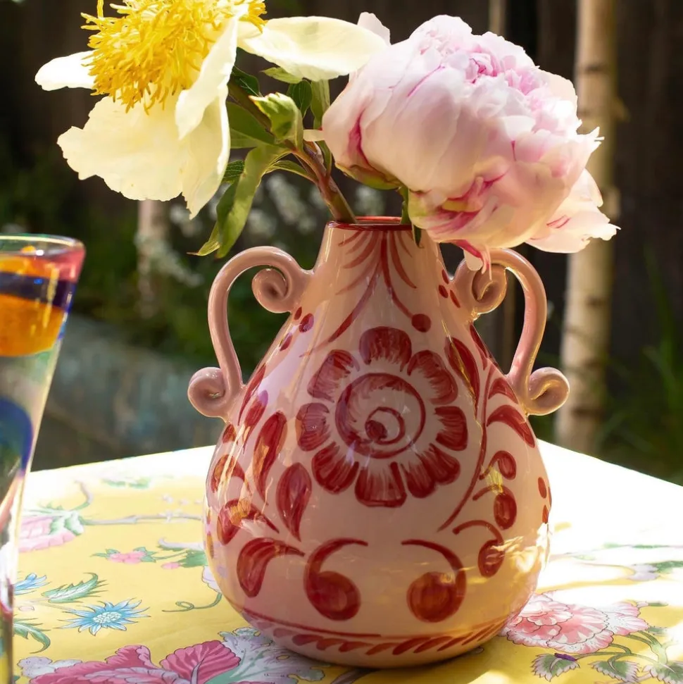 Amphora Vase in Wine & Baby Pink