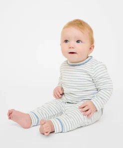 Andy Baby Legging in Dusty Blue Mini Stripe