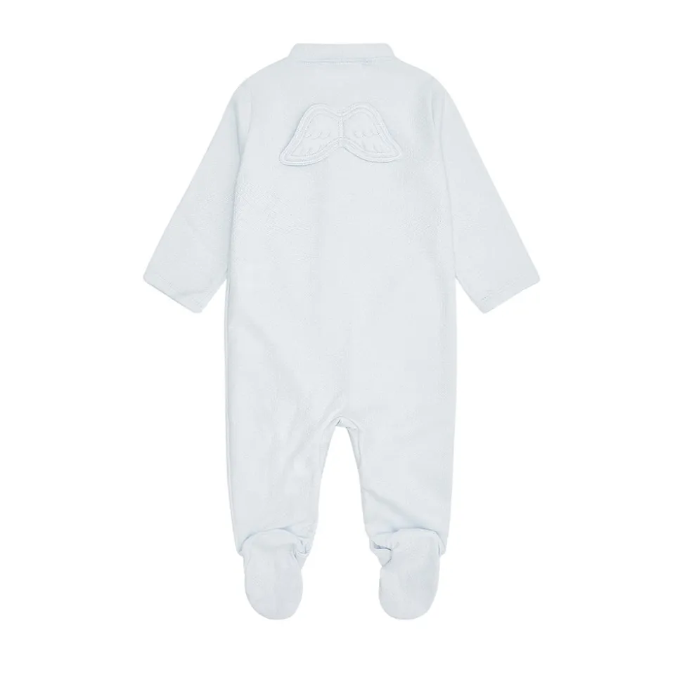 Angel Wing Pointelle Sleepsuit in Blue