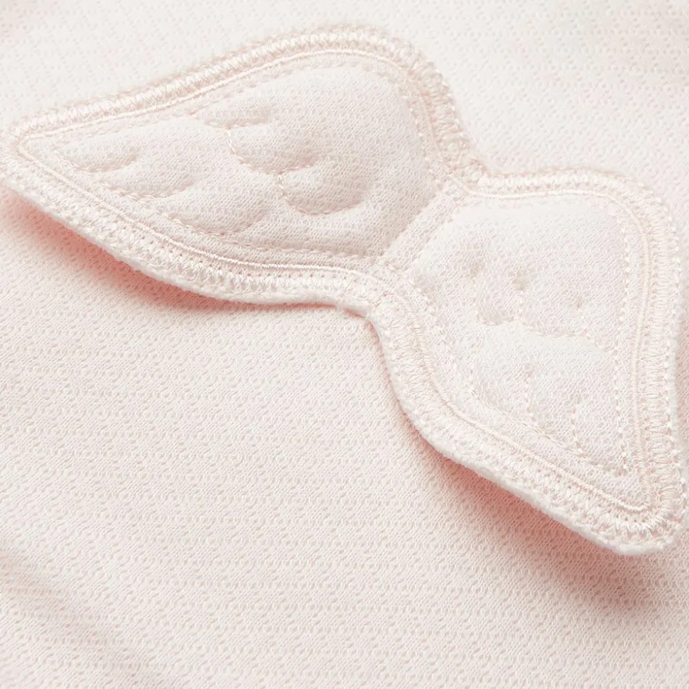 Angel Wing Pointelle Sleepsuit in Pink