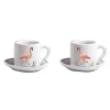 Animaux de la Savane Pair of Espresso Cups & Saucers, Flamingo