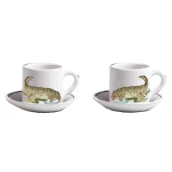 Animaux de la Savane Pair of Espresso Cups & Saucers, Crocodile