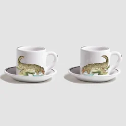 Animaux de la Savane Pair of Espresso Cups & Saucers, Crocodile