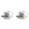 Animaux de la Savane Pair of Espresso Cups & Saucers, Elephant