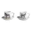 Animaux de la Savane Pair of Espresso Cups & Saucers, Zebra