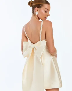 Aniston Convertible Bow Mini Dress in Ivory
