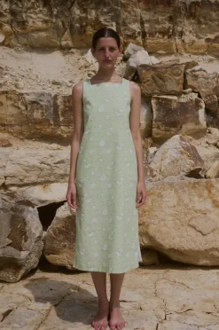 Ankle-Length Shift Dress in Lime Shell