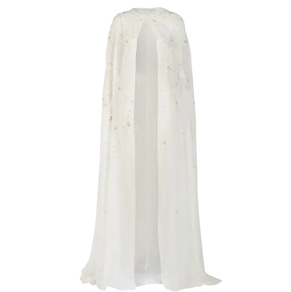 Anne Cape in Ivory with Wildflower Clusters
