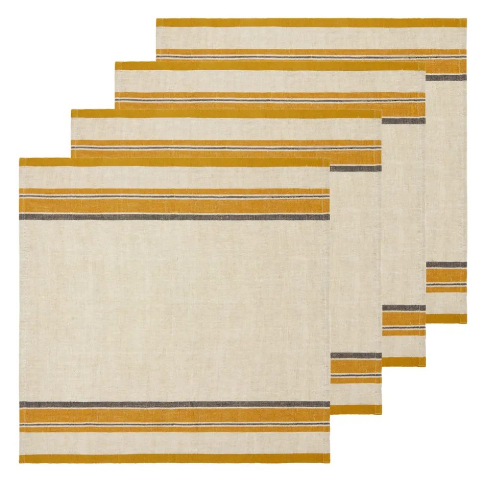 Antibes Napkin in Natural & Mustard, Set of 4