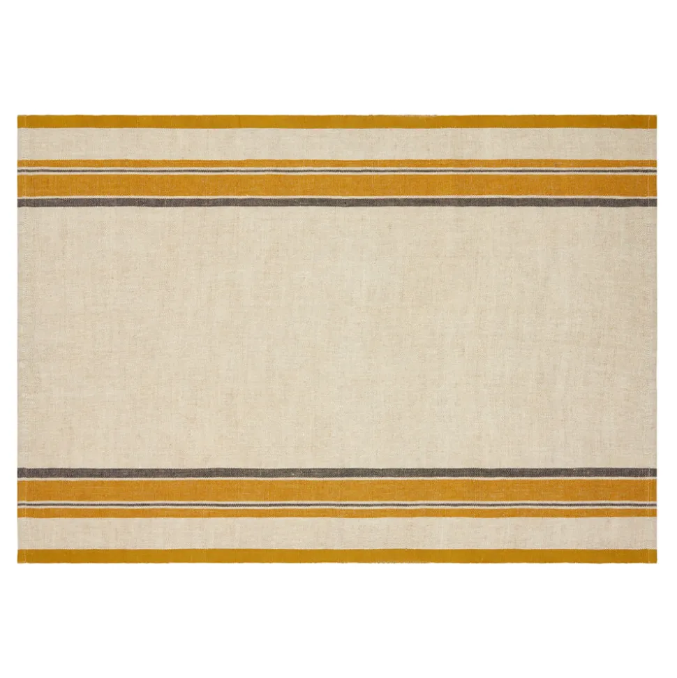 Antibes Tea Towels in Natural & Mustard, Set of 2