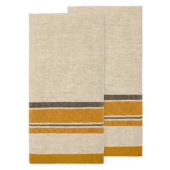 Antibes Tea Towels in Natural & Mustard, Set of 2
