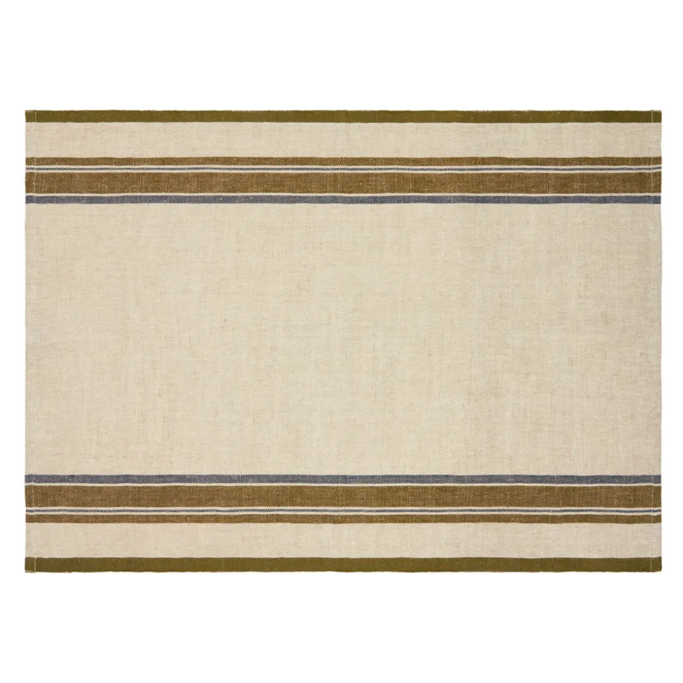 Antibes Tea Towels in Natural & Green, Set of 2