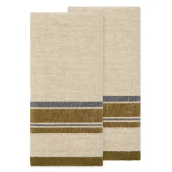 Antibes Tea Towels in Natural & Green, Set of 2