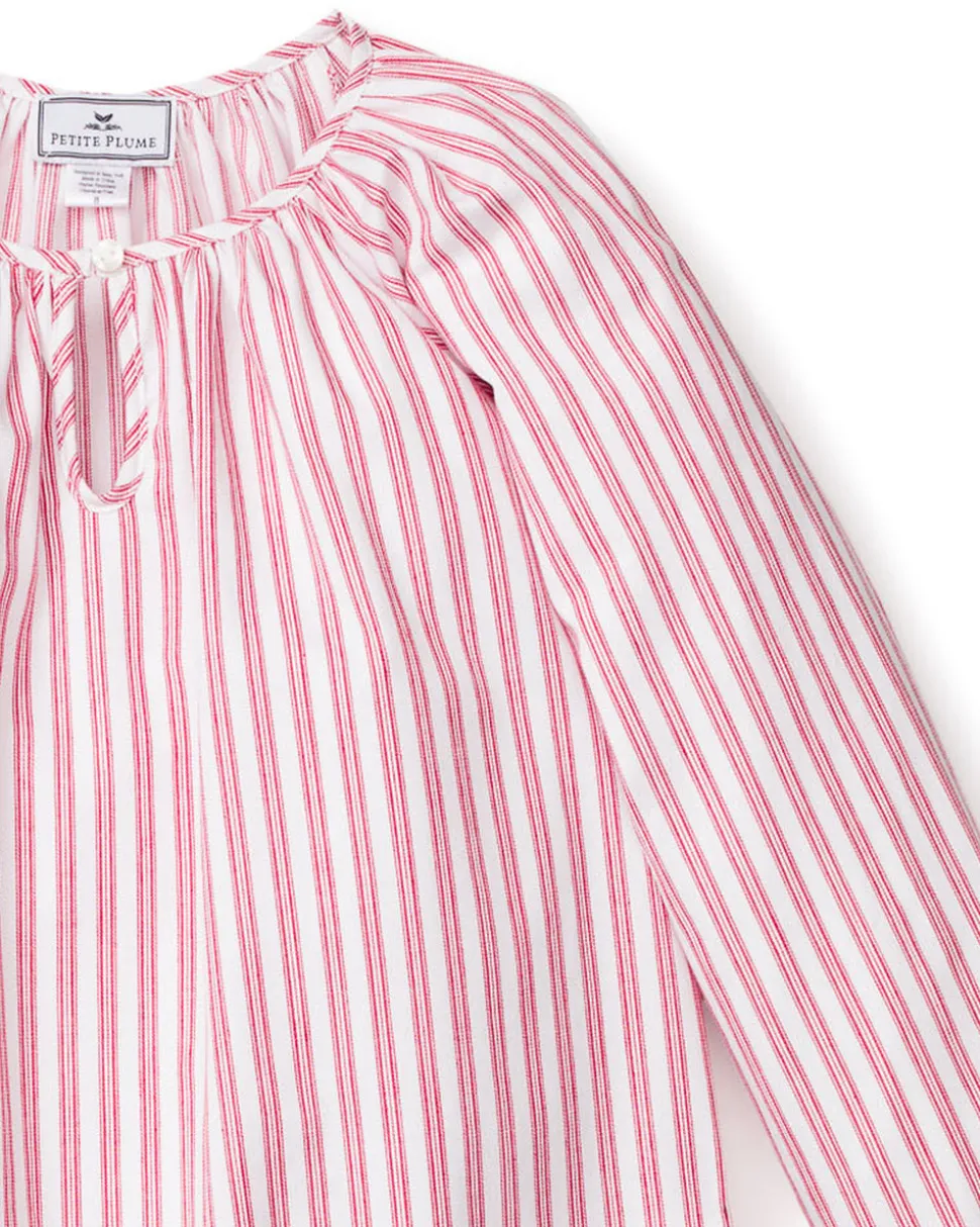 Antique Red Ticking Delphine Nightgown