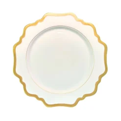 Antique White Dessert in Gold Rim