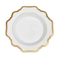 Antique White Rim Soup in Gold Rim