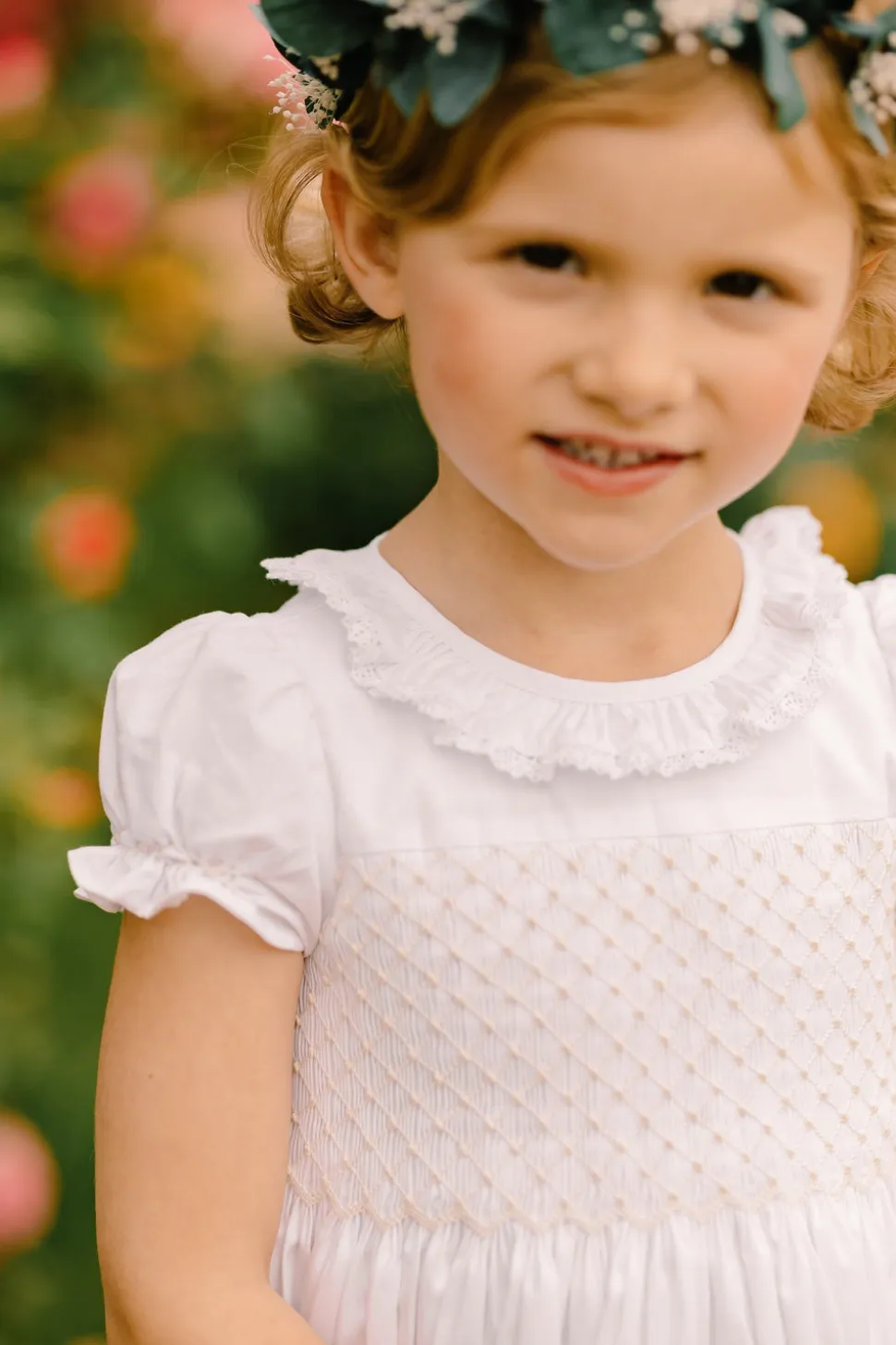 Antoinette Ceremony White Smocked Girl Dress