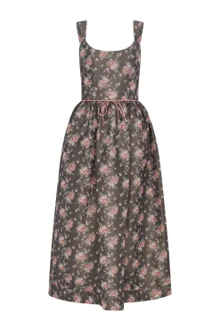 Apple Taffeta Corset Midi Dress