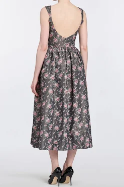 Apple Taffeta Corset Midi Dress