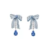 Aqua Bardot Bow Earrings