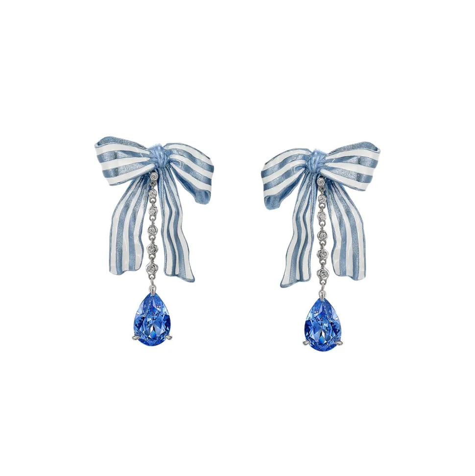 Aqua Bardot Bow Earrings