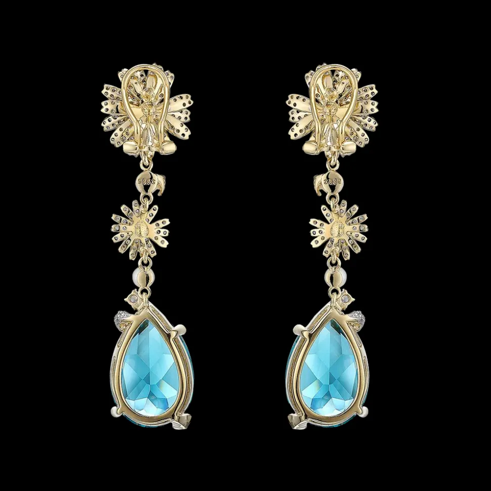 Aqua Daisy Drop Earrings