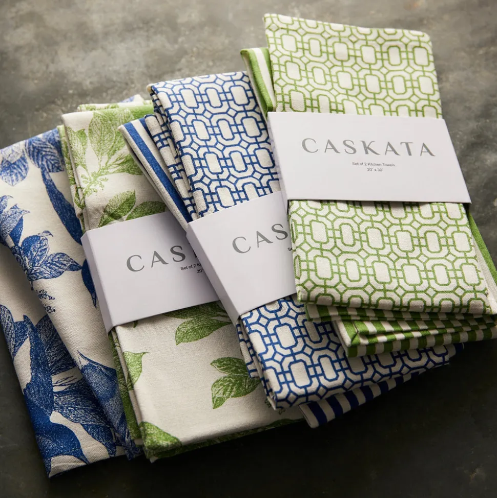 Arbor Birds Verde Kitchen Towels, Set of 2