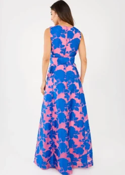 Arden Gown in Pink and Blue Tea Rose Organza