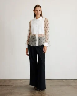 Arielle Top in Cream, Black & Optic White