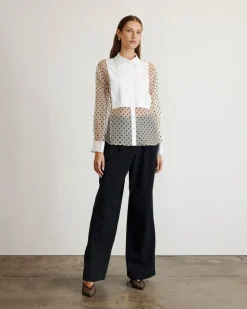 Arielle Top in Cream, Black & Optic White
