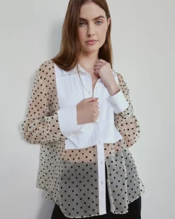 Arielle Top in Cream, Black & Optic White