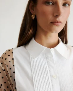 Arielle Top in Cream, Black & Optic White