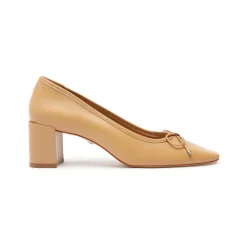 Arissa Block Nappa Leather Pump in Beige