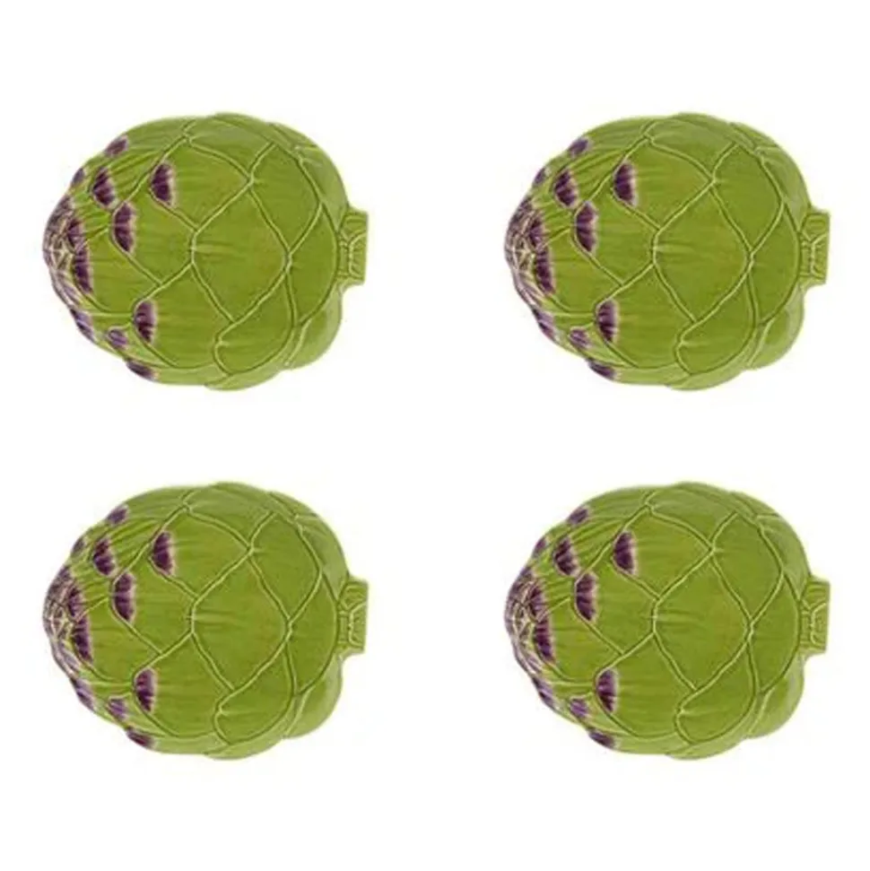 Artichoke Bread Plate in Green, set of 4