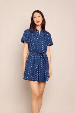 Asbury Mini Dress in Dots Navy