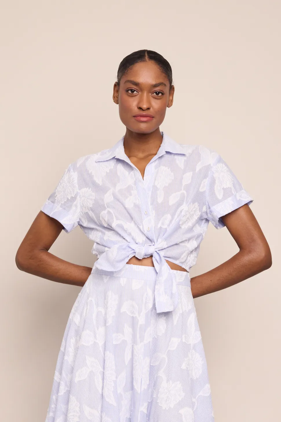 Asbury Top in Floral Clip Jacquard