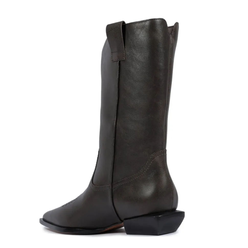 Ashley Leather Bootie in Root Brown