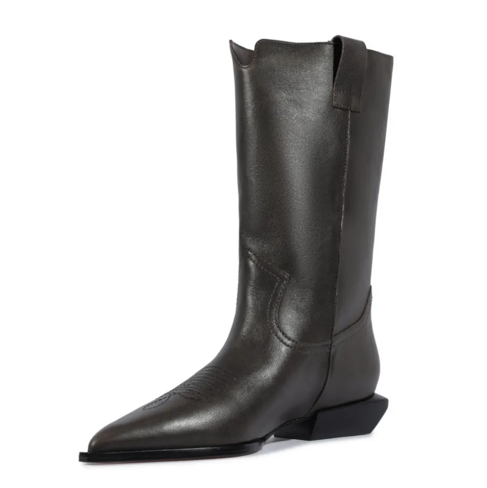 Ashley Leather Bootie in Root Brown